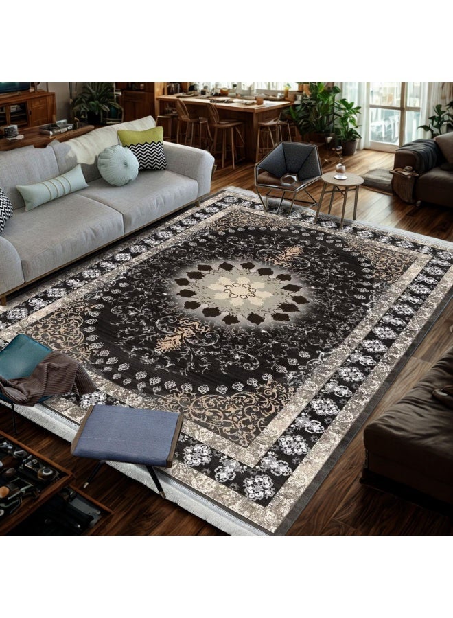 SMART HOME Large padded floor mat with a soft velvet surface and non-slip backing - Living room rug - Majlis rug - Lounge rug - Luxurious decorative rug - Elegant rug with modern patterns for living rooms and majlis - Size 350x250 cm - Suitable for everyday use and entertaining - Image 5